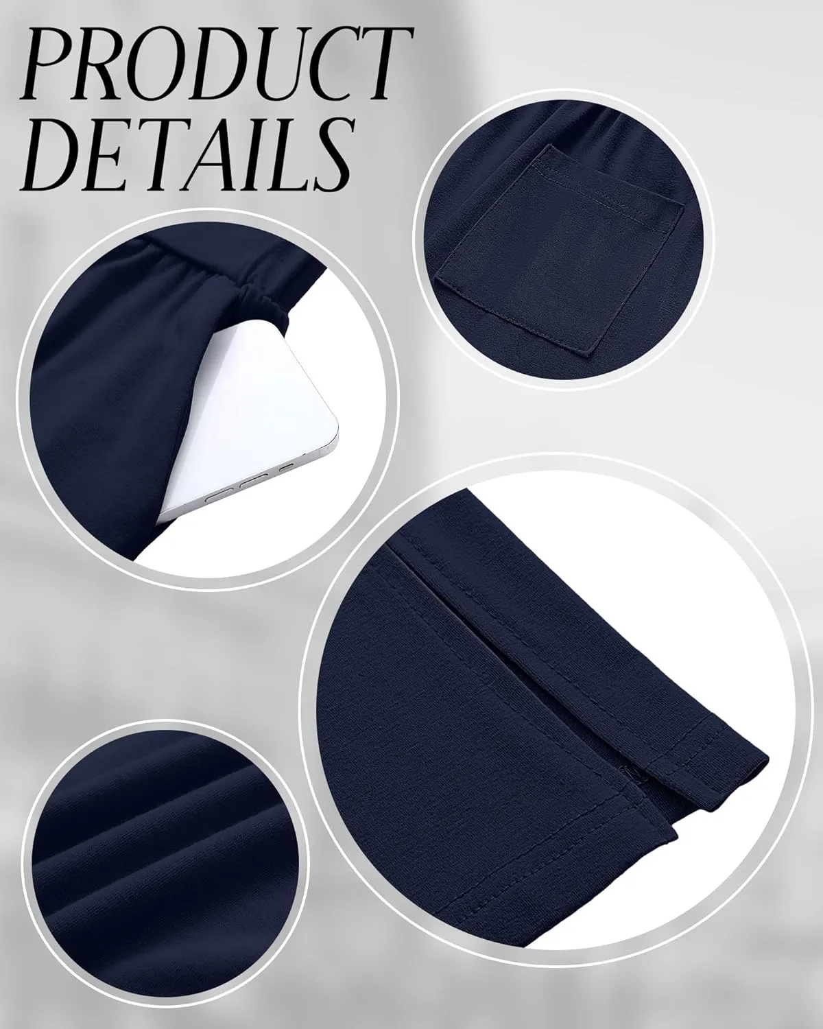 Neer 3 Pcs Women's Lounge Pants Side Slit High Waisted Joggers Wide Leg Yoga Sweatpants with Pocket Loose Cozy Pant