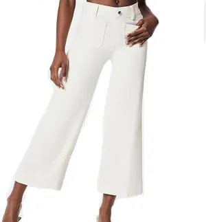 Obormi Cropped Jeans, Wide Leg Pant Jeans Woman High Waisted, Curvachic Jeans, Tummy Control Twill Cropped Pant