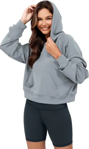 ODODOS Modal Soft Long Sleeve Cropped Hoodie for Women Oversized Pullover Sweatshirts with Pocket