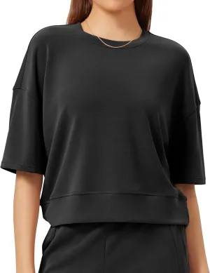 ODODOS Modal Soft Short Sleeve T-Shirts for Women Oversized Crew Neck Tee Relaxed Pullover Tops