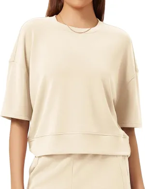 ODODOS Modal Soft Short Sleeve T-Shirts for Women Oversized Crew Neck Tee Relaxed Pullover Tops