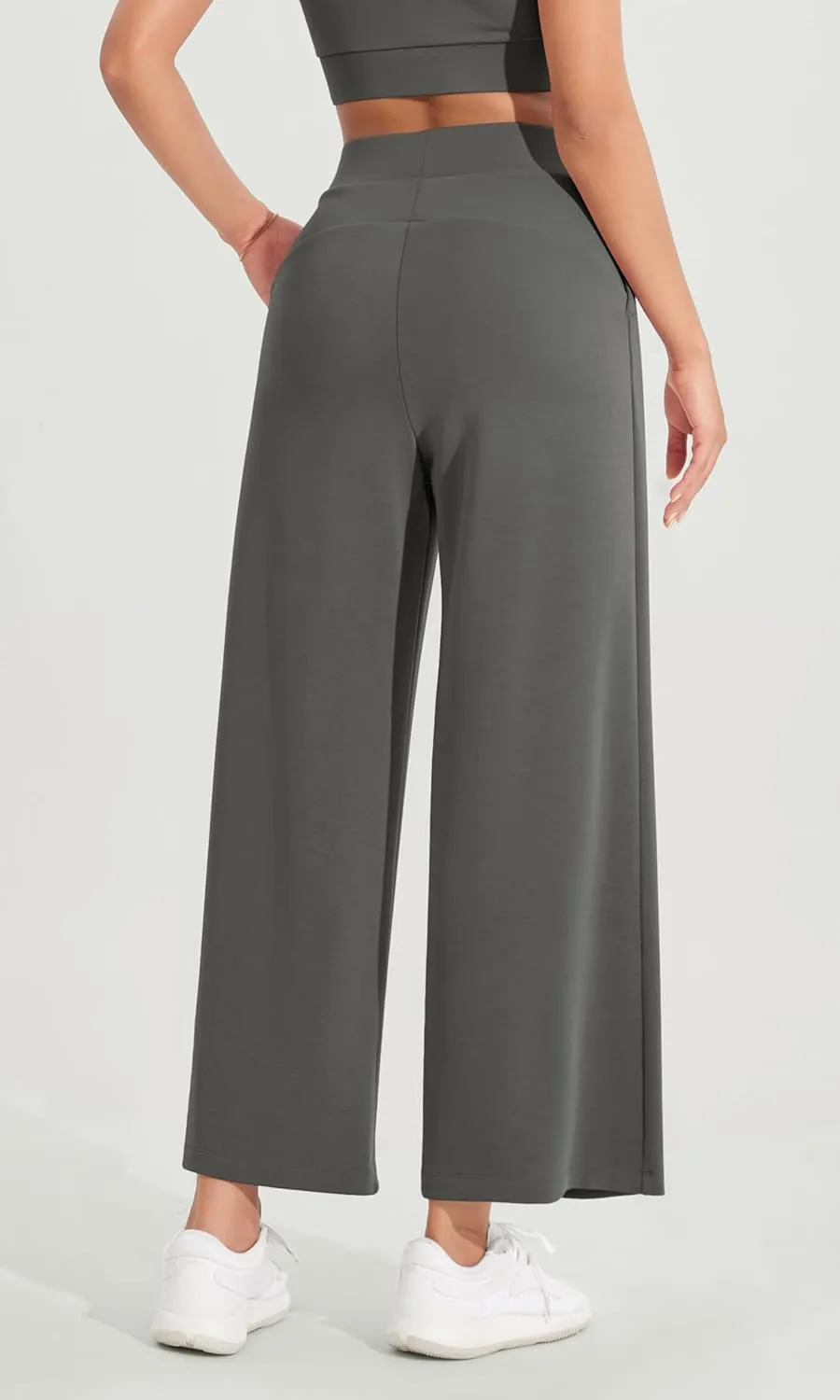 ODODOS Modal Soft Wide Leg Cropped Pants for Women High Waist Casual Relaxed Pants with Pockets-25 Inseam