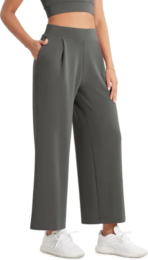 ODODOS Modal Soft Wide Leg Cropped Pants for Women High Waist Casual Relaxed Pants with Pockets-25 Inseam