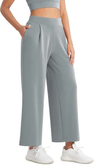 ODODOS Modal Soft Wide Leg Cropped Pants for Women High Waist Casual Relaxed Pants with Pockets-25 Inseam