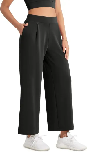 ODODOS Modal Soft Wide Leg Cropped Pants for Women High Waist Casual Relaxed Pants with Pockets-25 Inseam