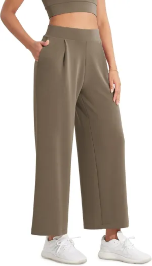 ODODOS Modal Soft Wide Leg Cropped Pants for Women High Waist Casual Relaxed Pants with Pockets-25 Inseam