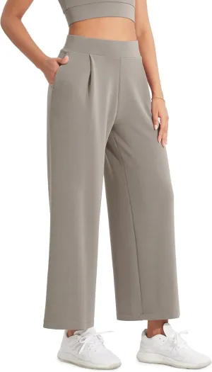 ODODOS Modal Soft Wide Leg Cropped Pants for Women High Waist Casual Relaxed Pants with Pockets-25 Inseam