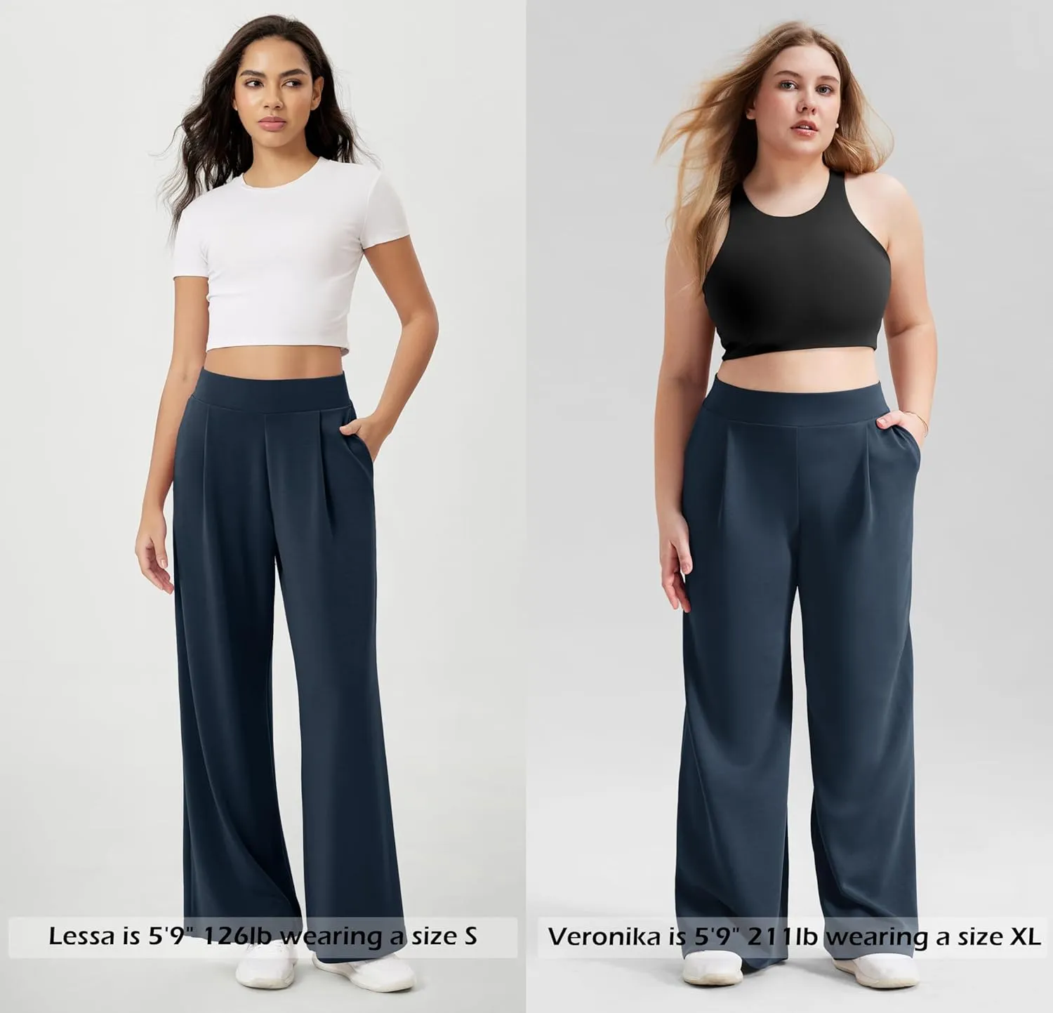 ODODOS Modal Soft Wide Leg Pants for Women High Waist Casual Relaxed Pants with Pockets-27/29"/ 31" Inseam