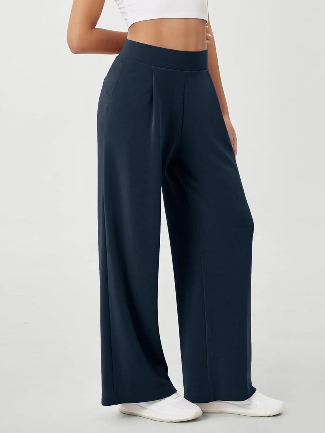 ODODOS Modal Soft Wide Leg Pants for Women High Waist Casual Relaxed Pants with Pockets-27/29"/ 31" Inseam