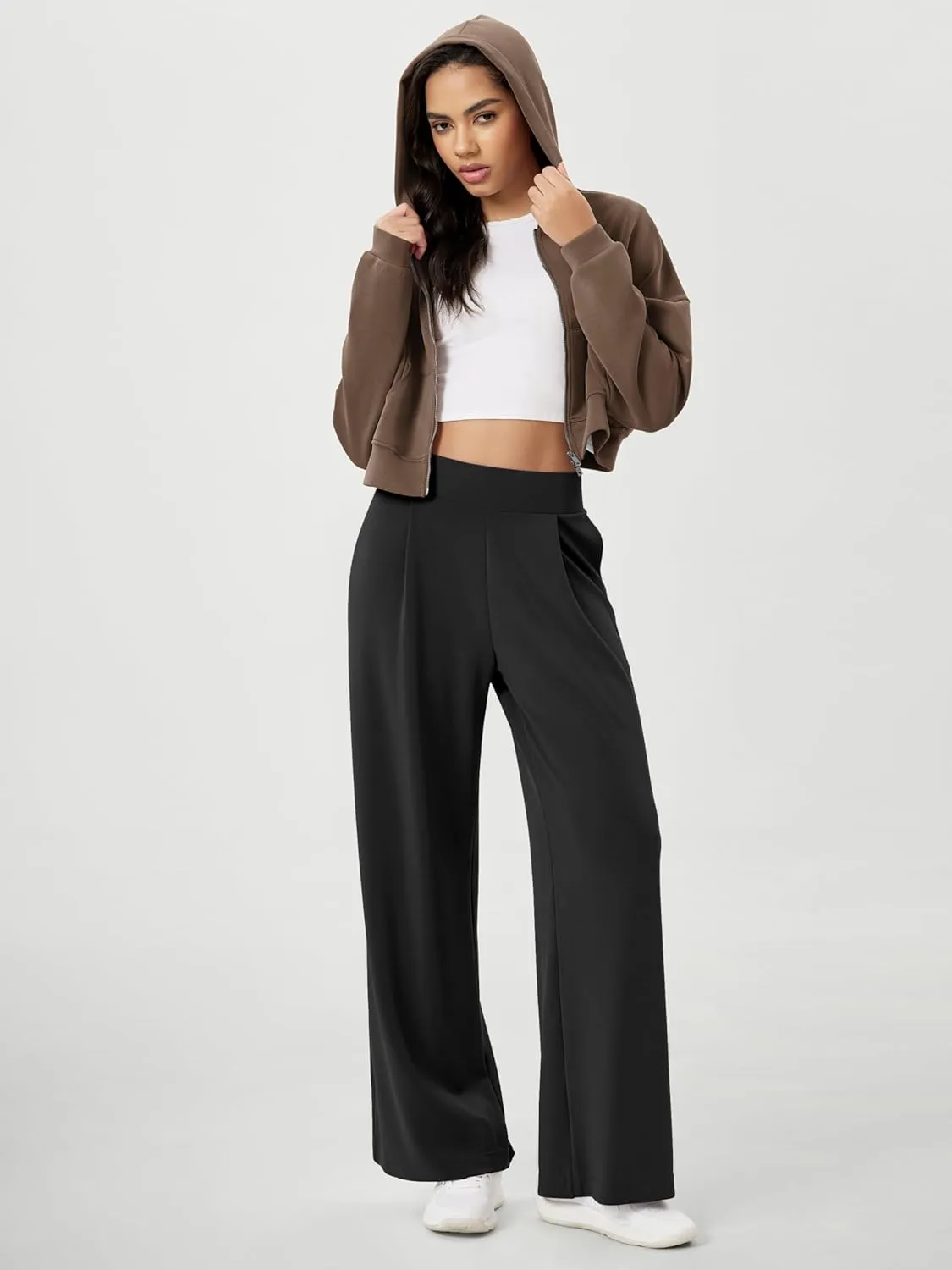 ODODOS Modal Soft Wide Leg Pants for Women High Waist Casual Relaxed Pants with Pockets-27/29"/ 31" Inseam