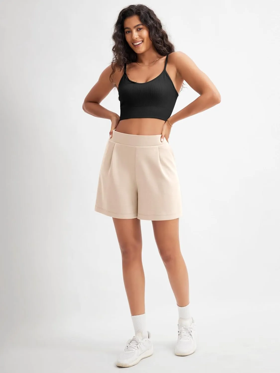 ODODOS Modal Soft Wide Leg Shorts for Women High Waist Casual Relaxed Shorts with Pockets-Inseam 4"/ 6"