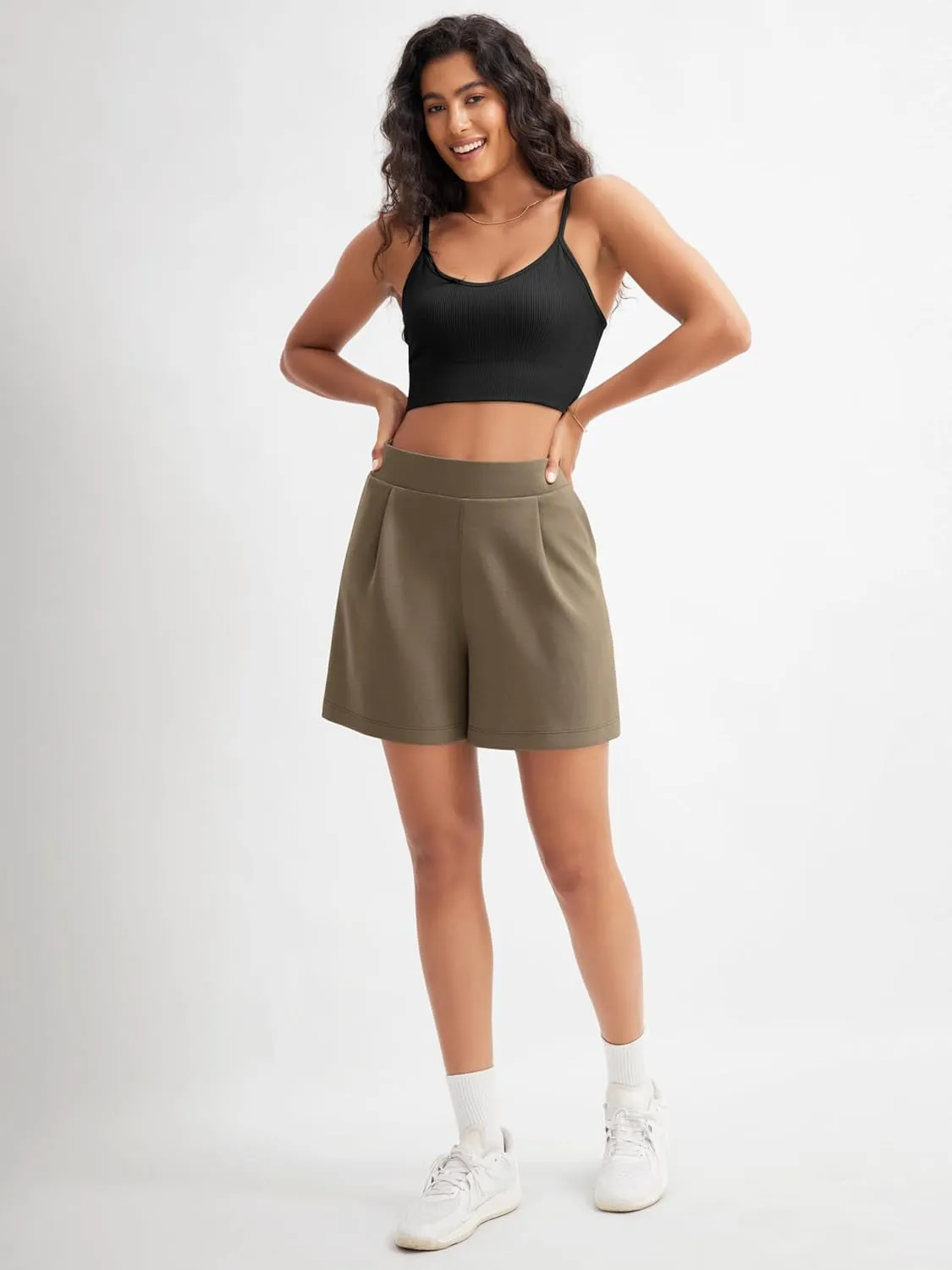 ODODOS Modal Soft Wide Leg Shorts for Women High Waist Casual Relaxed Shorts with Pockets-Inseam 4"/ 6"