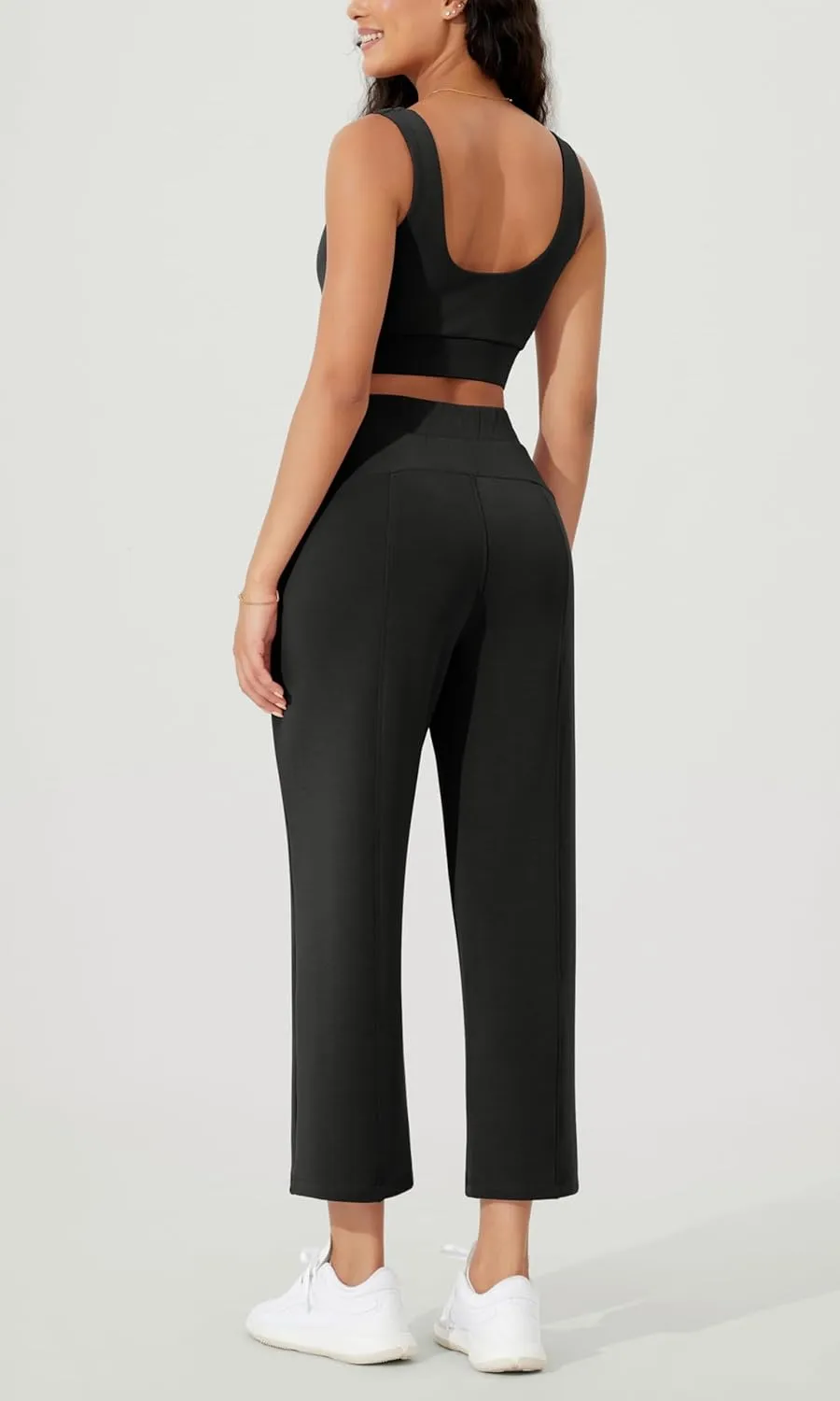 ODODOS Women's Modal Soft Relaxed Cropped Pants High Waist Casual Wide Leg Pants with Pockets - 25" Inseam