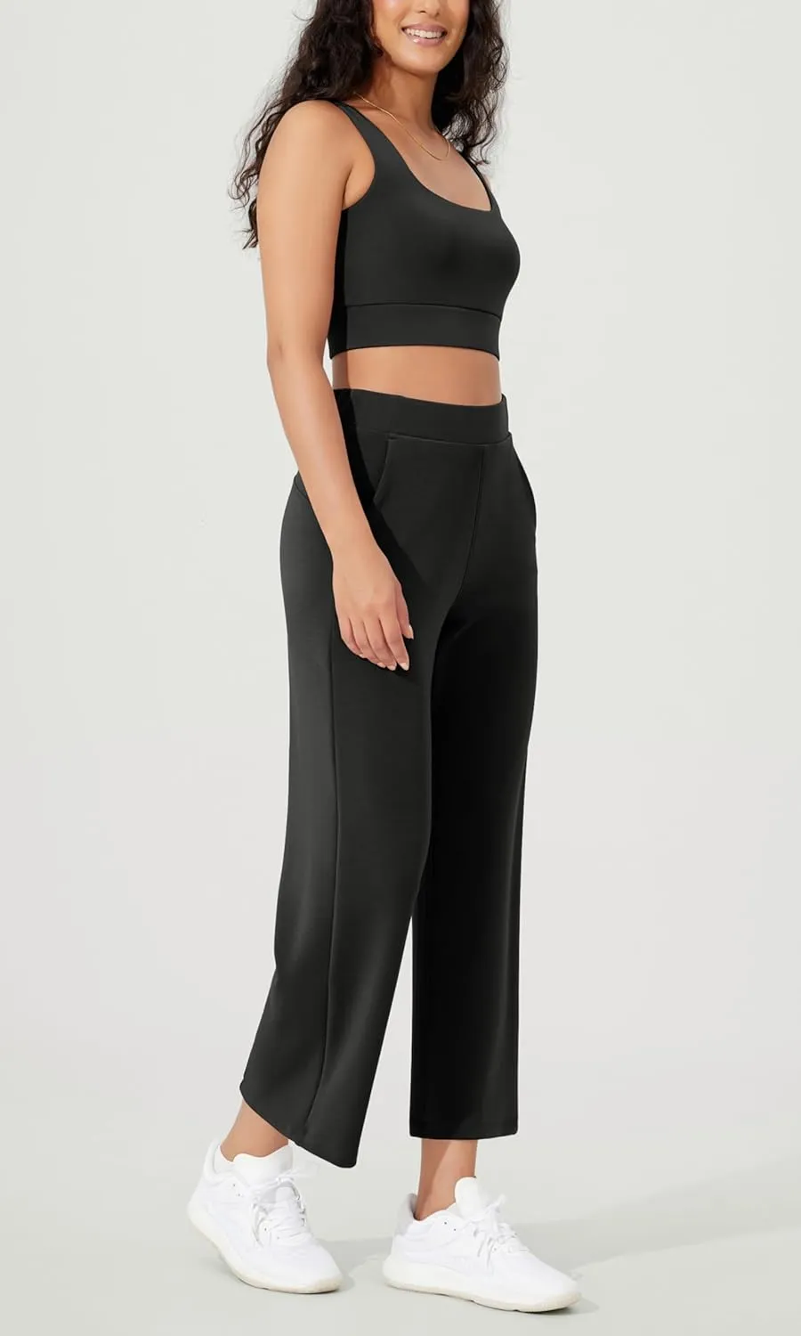 ODODOS Women's Modal Soft Relaxed Cropped Pants High Waist Casual Wide Leg Pants with Pockets - 25" Inseam
