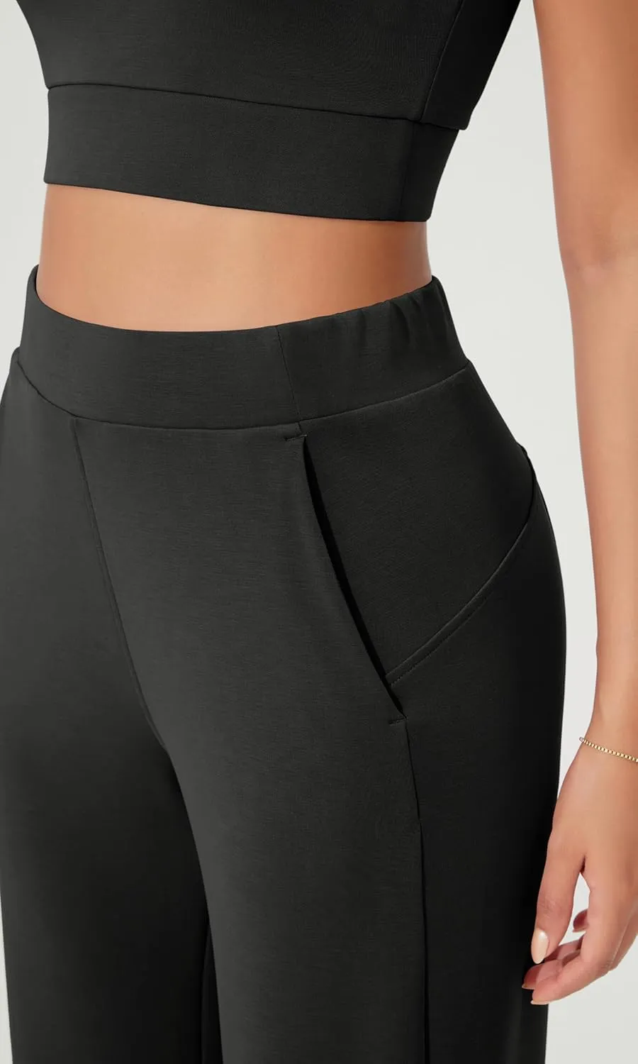 ODODOS Women's Modal Soft Relaxed Cropped Pants High Waist Casual Wide Leg Pants with Pockets - 25" Inseam