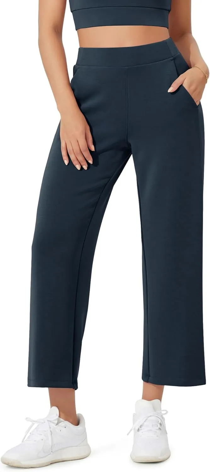 ODODOS Women's Modal Soft Relaxed Cropped Pants High Waist Casual Wide Leg Pants with Pockets - 25" Inseam