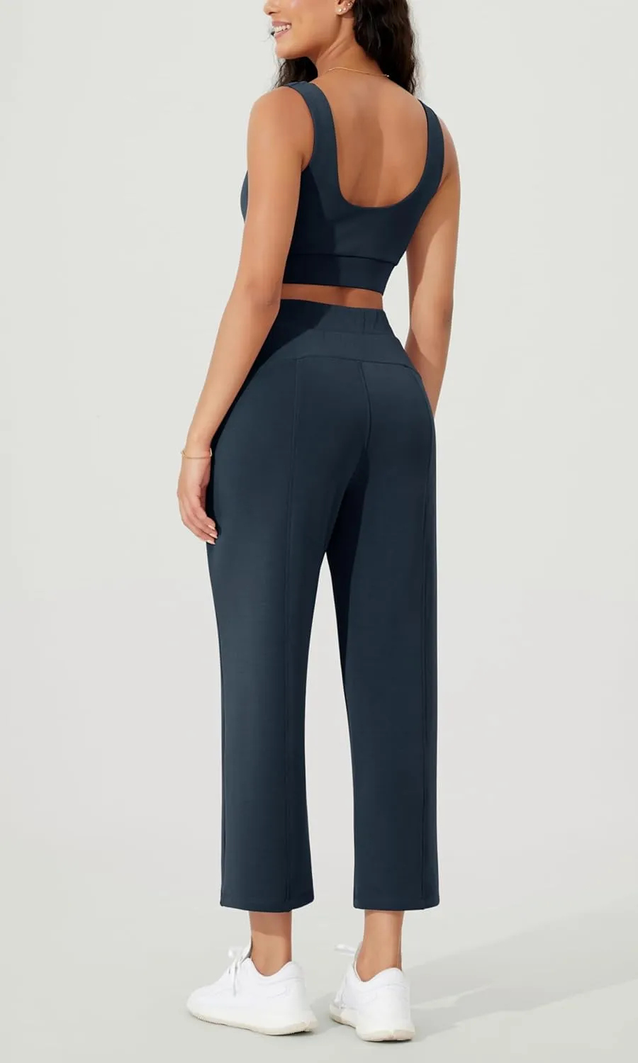ODODOS Women's Modal Soft Relaxed Cropped Pants High Waist Casual Wide Leg Pants with Pockets - 25" Inseam