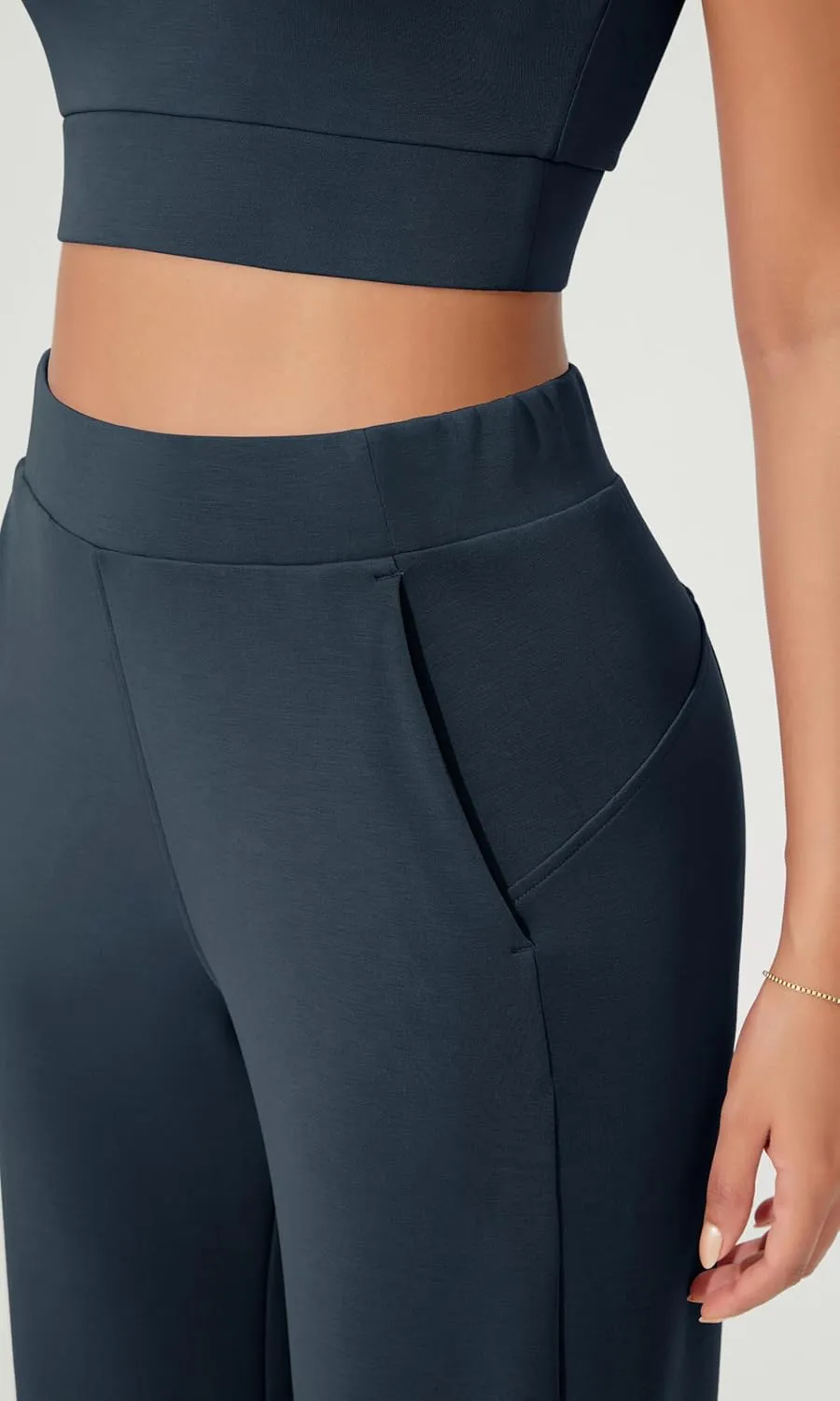 ODODOS Women's Modal Soft Relaxed Cropped Pants High Waist Casual Wide Leg Pants with Pockets - 25" Inseam