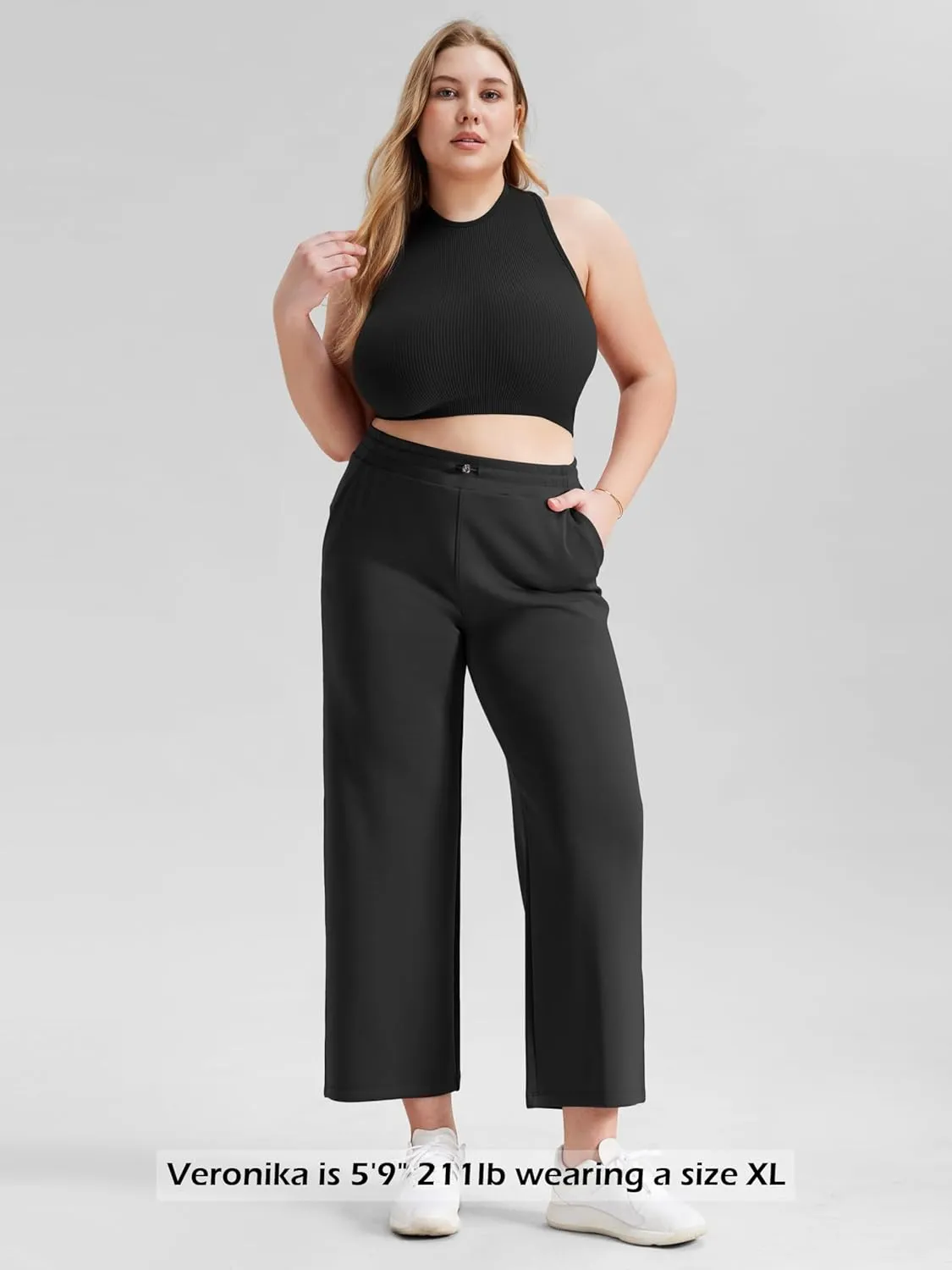 ODODOS Women's Modal Soft Wide Leg Pants with Pockets Adjustable Shockcord High Waist Casual Lounge Pants-27/29/31" Inseam