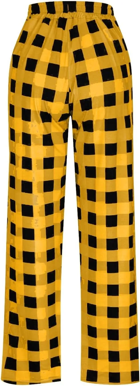 Pajama Pants for Men Buffalo Plaid Soft Lounge Bottoms Casual Stretch Wide Leg Pants Baggy Lightweight Comfy Sleepwear