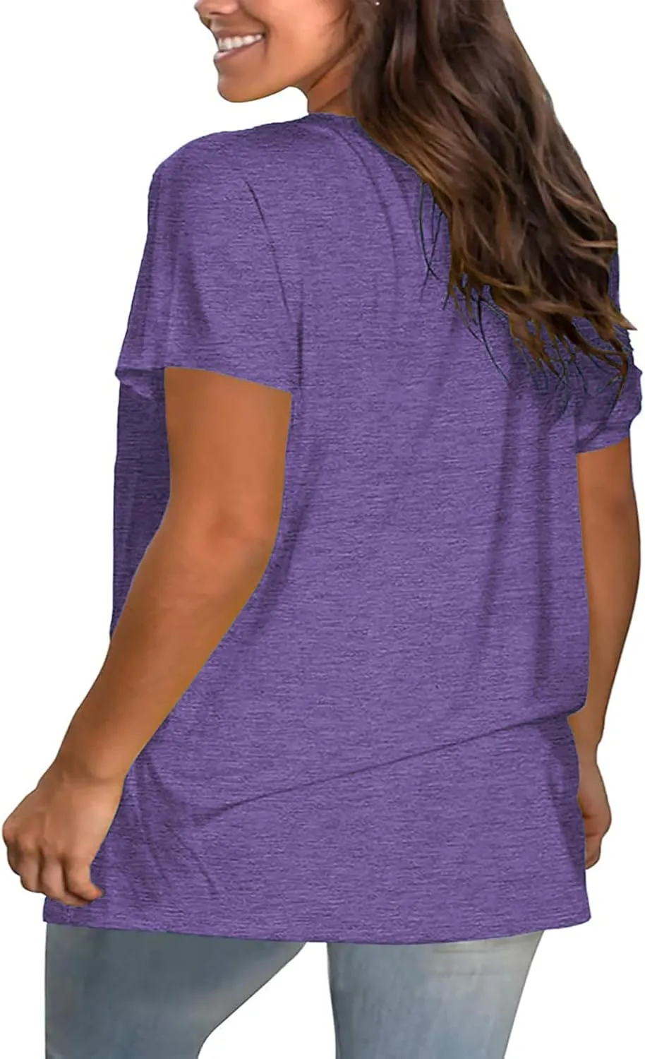 Plus Size V Neck T Shirts Women Short Sleeve Tops Casual Summer Tshirts Loose Fit Tee