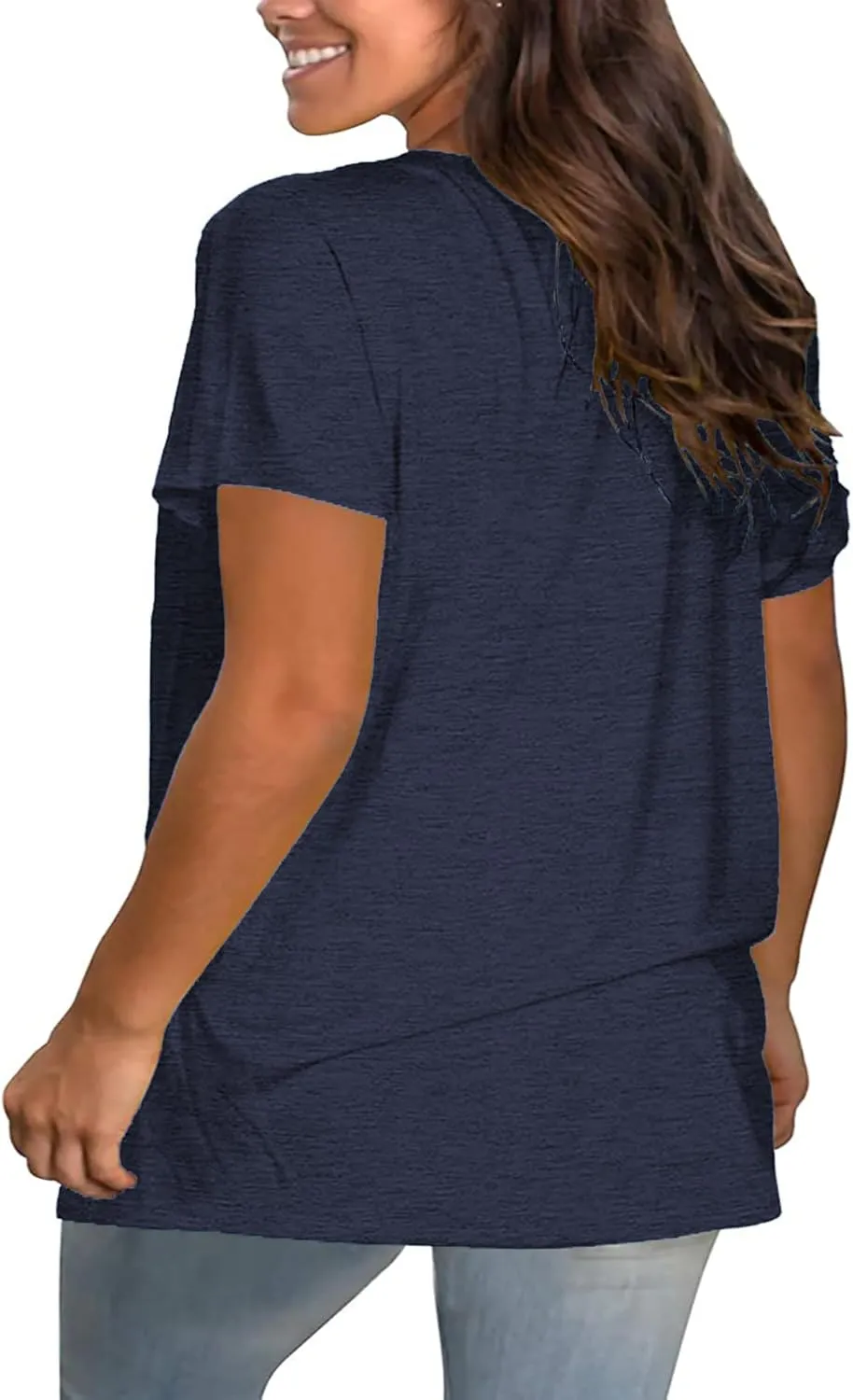 Plus Size V Neck T Shirts Women Short Sleeve Tops Casual Summer Tshirts Loose Fit Tee