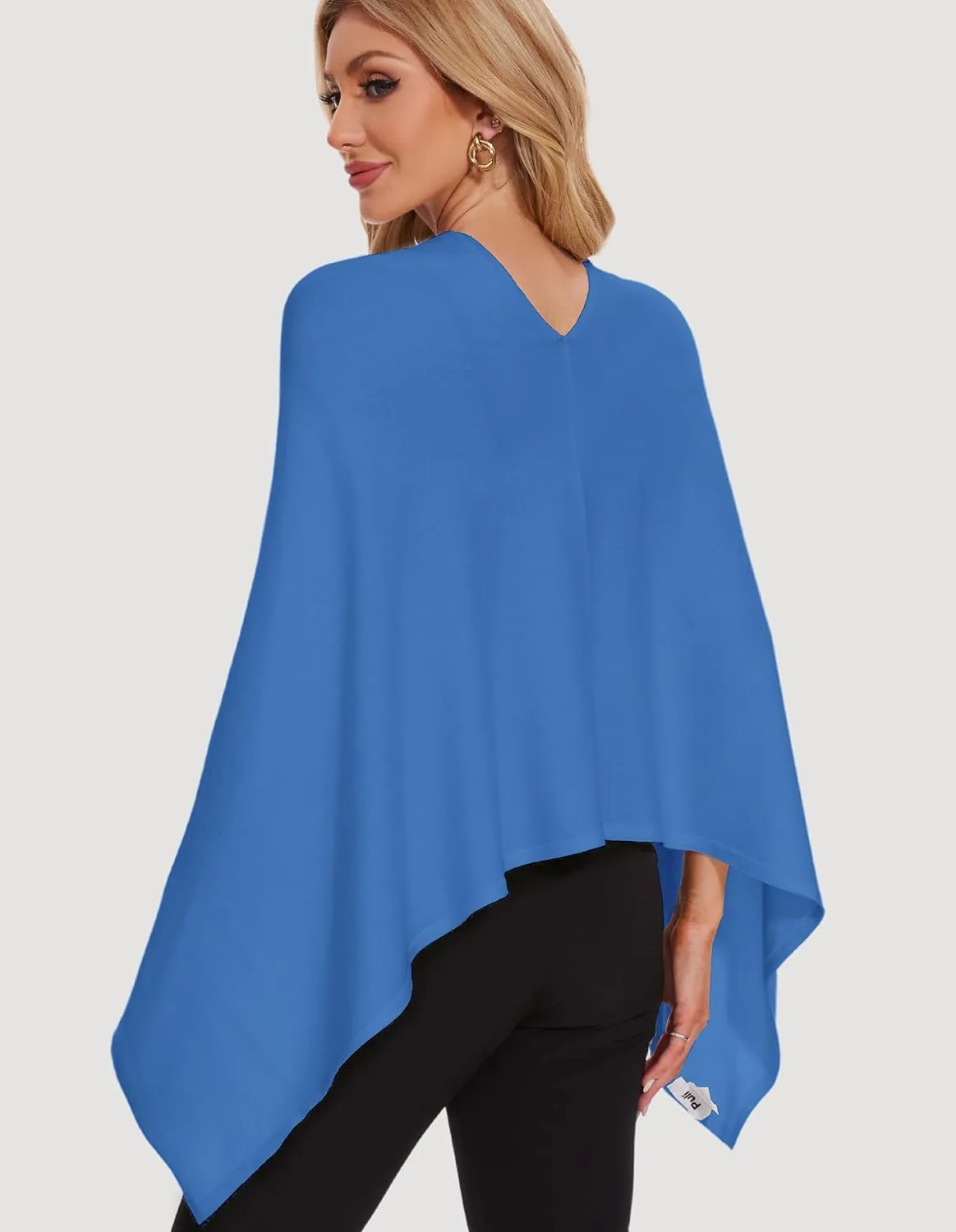 PULI Women Soft Knit Poncho Lightweight Travel Shawl Cape Versatile Ponchos Sweater