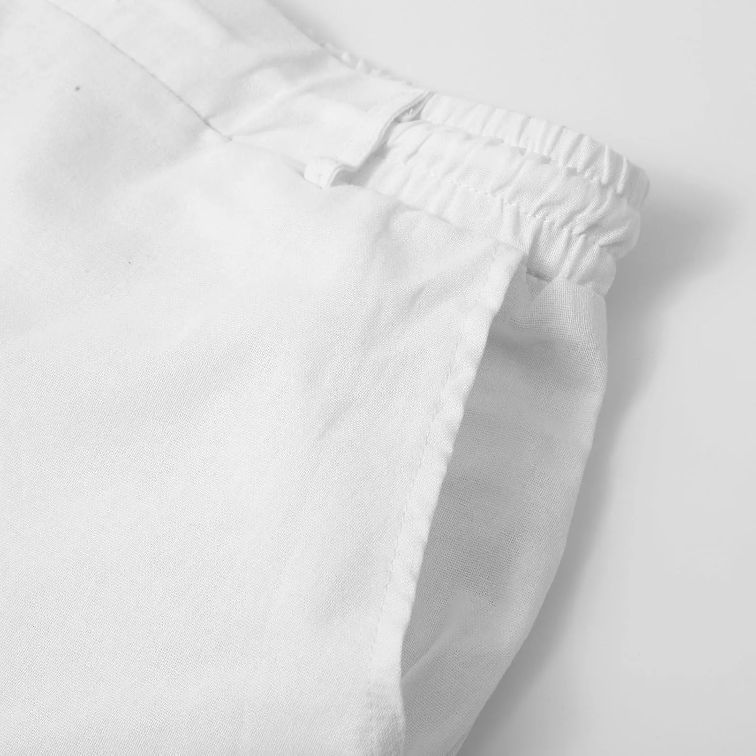 QWENTMTNTY Linen Pants Men Casual Loose Fit Elastic Waist Drawstring Pants Straight Leg Yoga Beach Lightweight Trousers