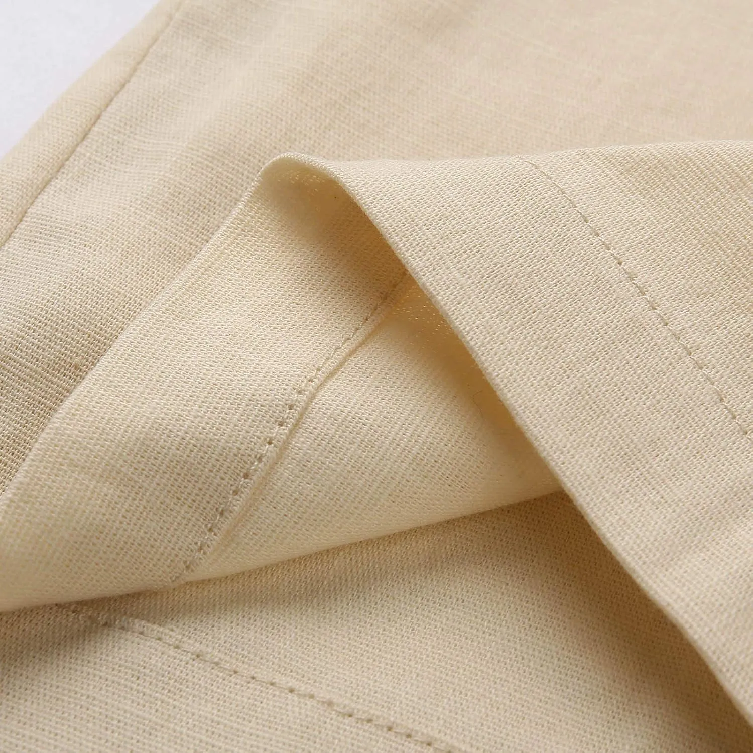 QWENTMTNTY Linen Pants Men Casual Loose Fit Elastic Waist Drawstring Pants Straight Leg Yoga Beach Lightweight Trousers