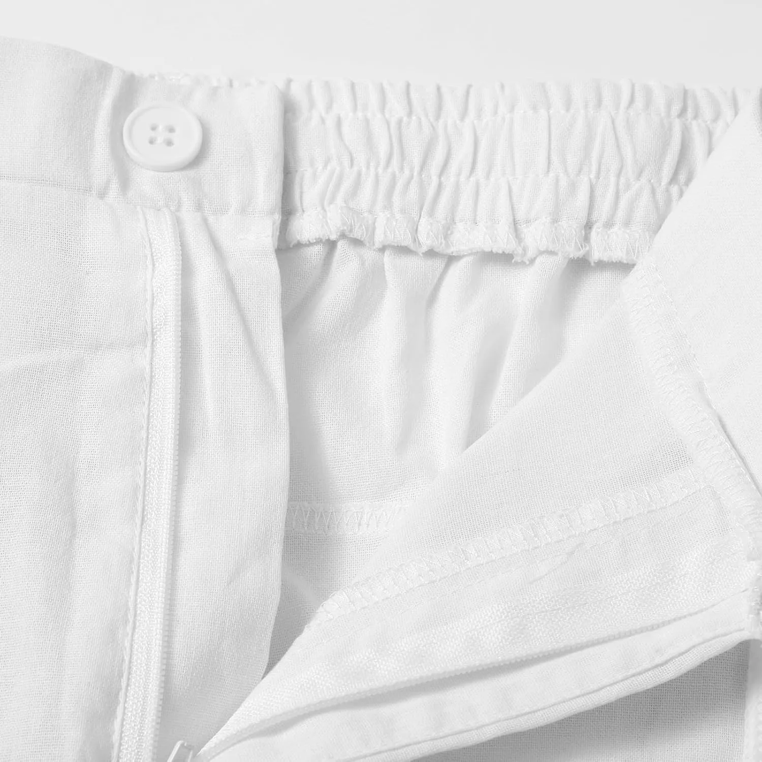 QWENTMTNTY Linen Pants Men Casual Loose Fit Elastic Waist Drawstring Pants Straight Leg Yoga Beach Lightweight Trousers