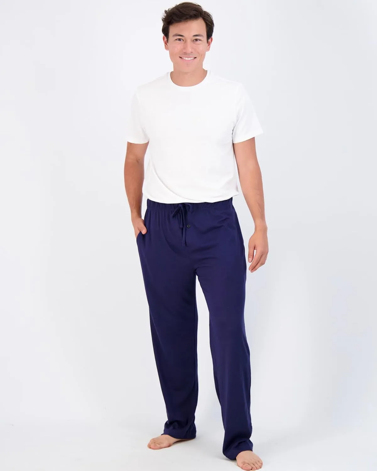 Real Essentials 3 Pack: Men's Pajama Pants - Knit Cotton Flannel Plaid Lounge Bottoms (Available In Big & Tall)