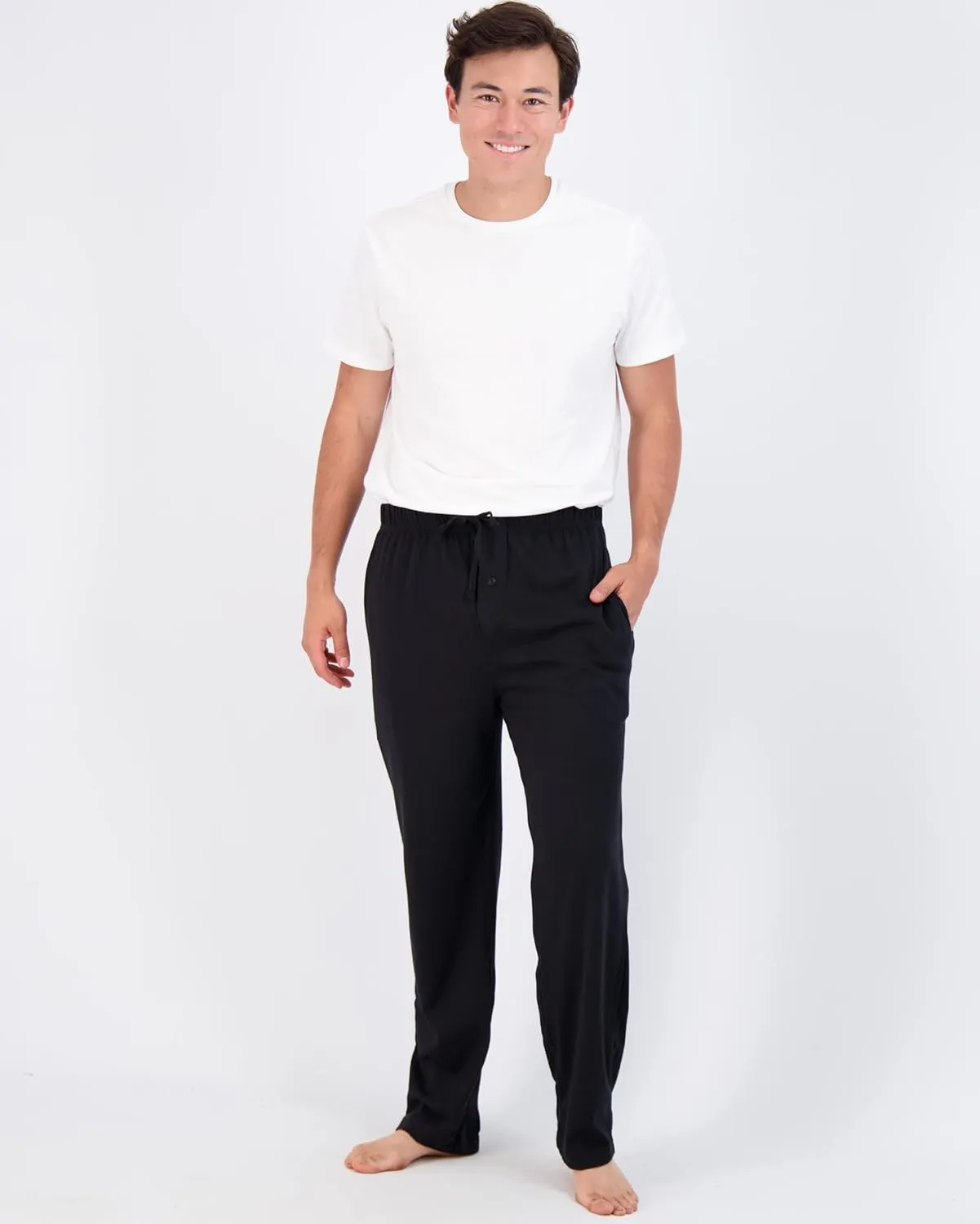 Real Essentials 3 Pack: Men's Pajama Pants - Knit Cotton Flannel Plaid Lounge Bottoms (Available In Big & Tall)