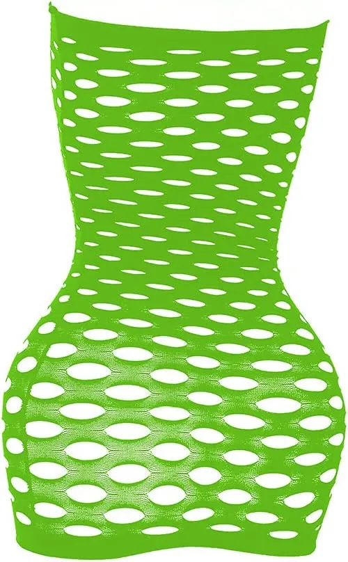 Sexy Womens Strapless Fishnet Lingerie Sleepwear Mini Dress Tube Chemise Bodysuit One Size