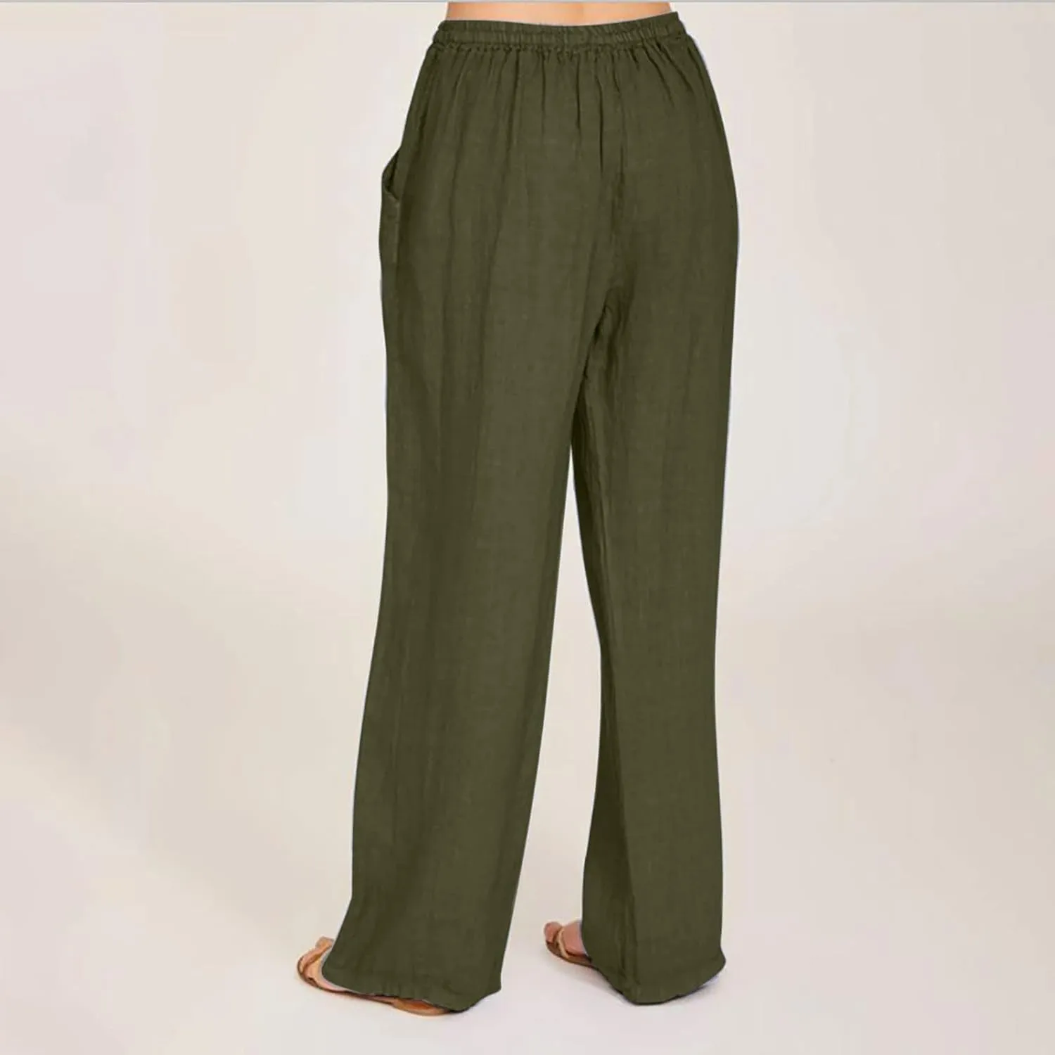 SHOPESSA Linen Wide Leg Pants Women Summer Palazzo Pants High Waisted Drawstring Lightweight Breathable Travel Casual Trouser