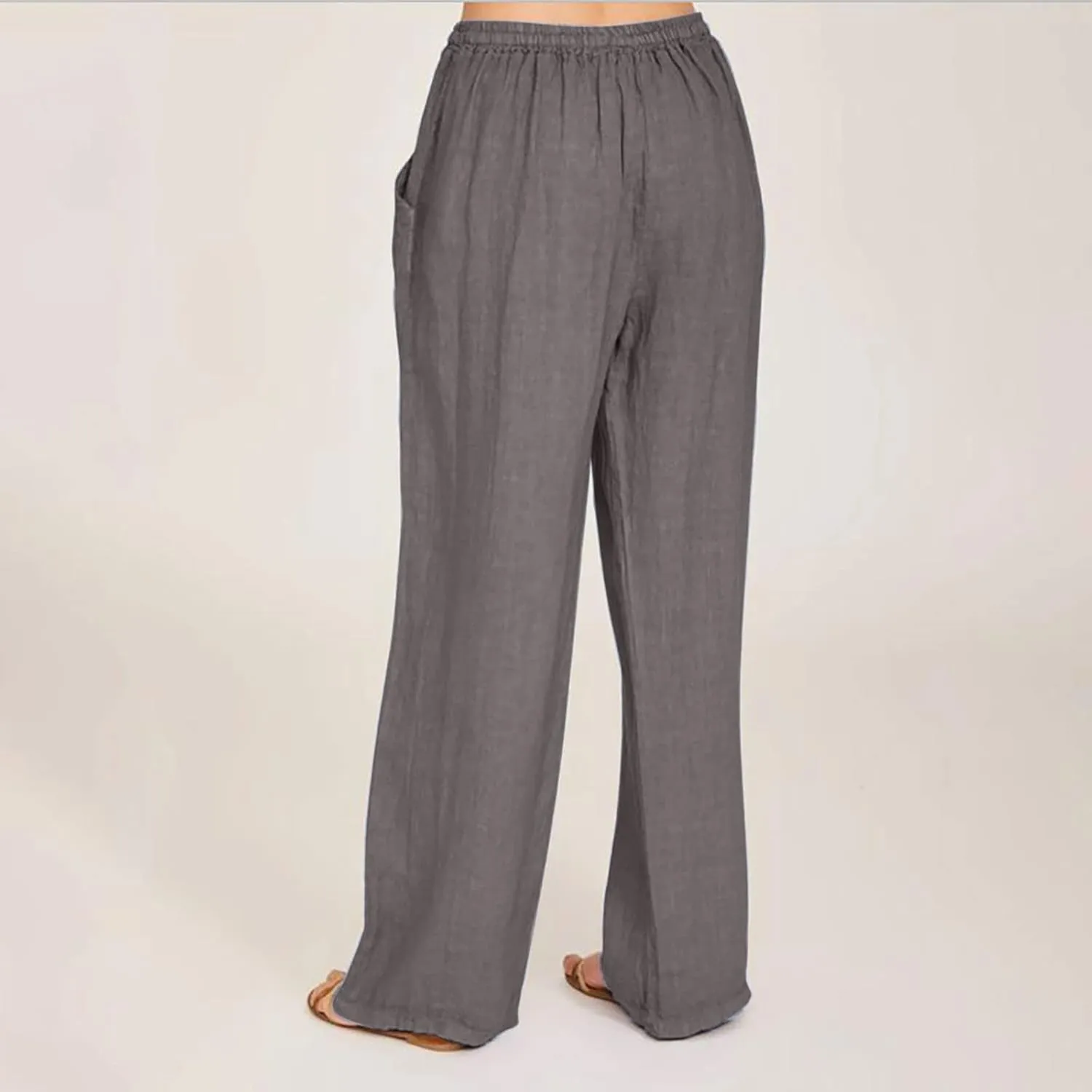SHOPESSA Linen Wide Leg Pants Women Summer Palazzo Pants High Waisted Drawstring Lightweight Breathable Travel Casual Trouser