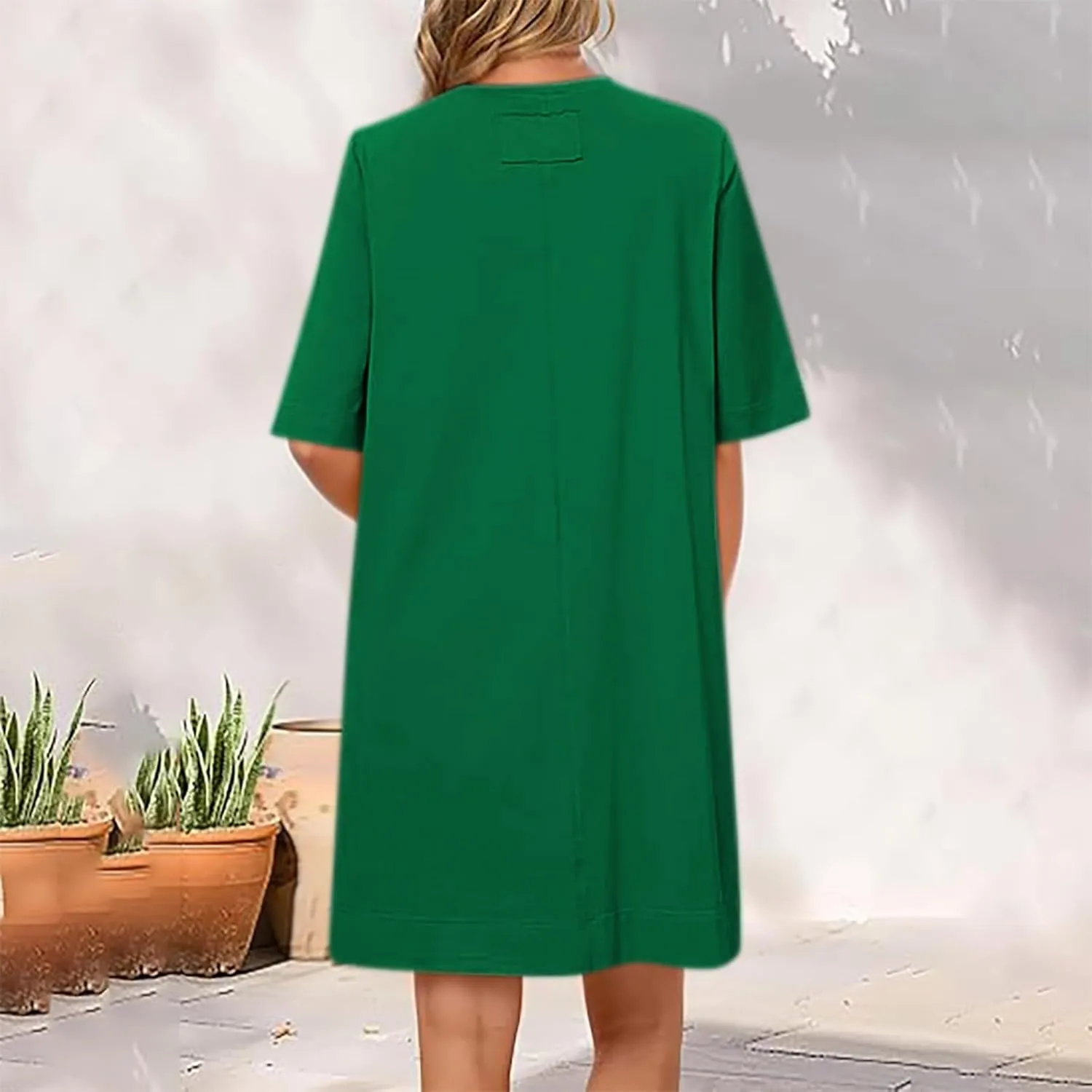 Short Sleeve T Shirt Dress for Women Loose Summer Tunic Dresses Solid Crew Neck Shift Dresses 2025 Fashion Clothes