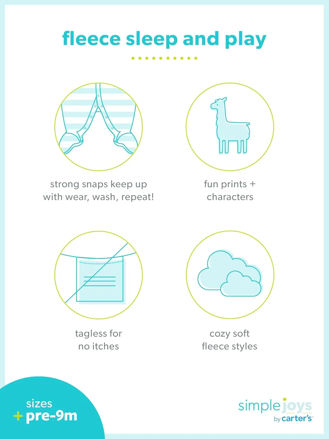 Simple Joys by Carter's Baby Boys' 2-Way Zip Thermal Footed Sleep and Play, Pack of 2