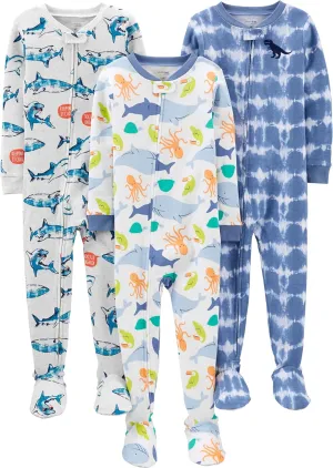 Simple Joys by Carter's baby-boys 3-pack Snug Fit Footed Cotton Pajamas