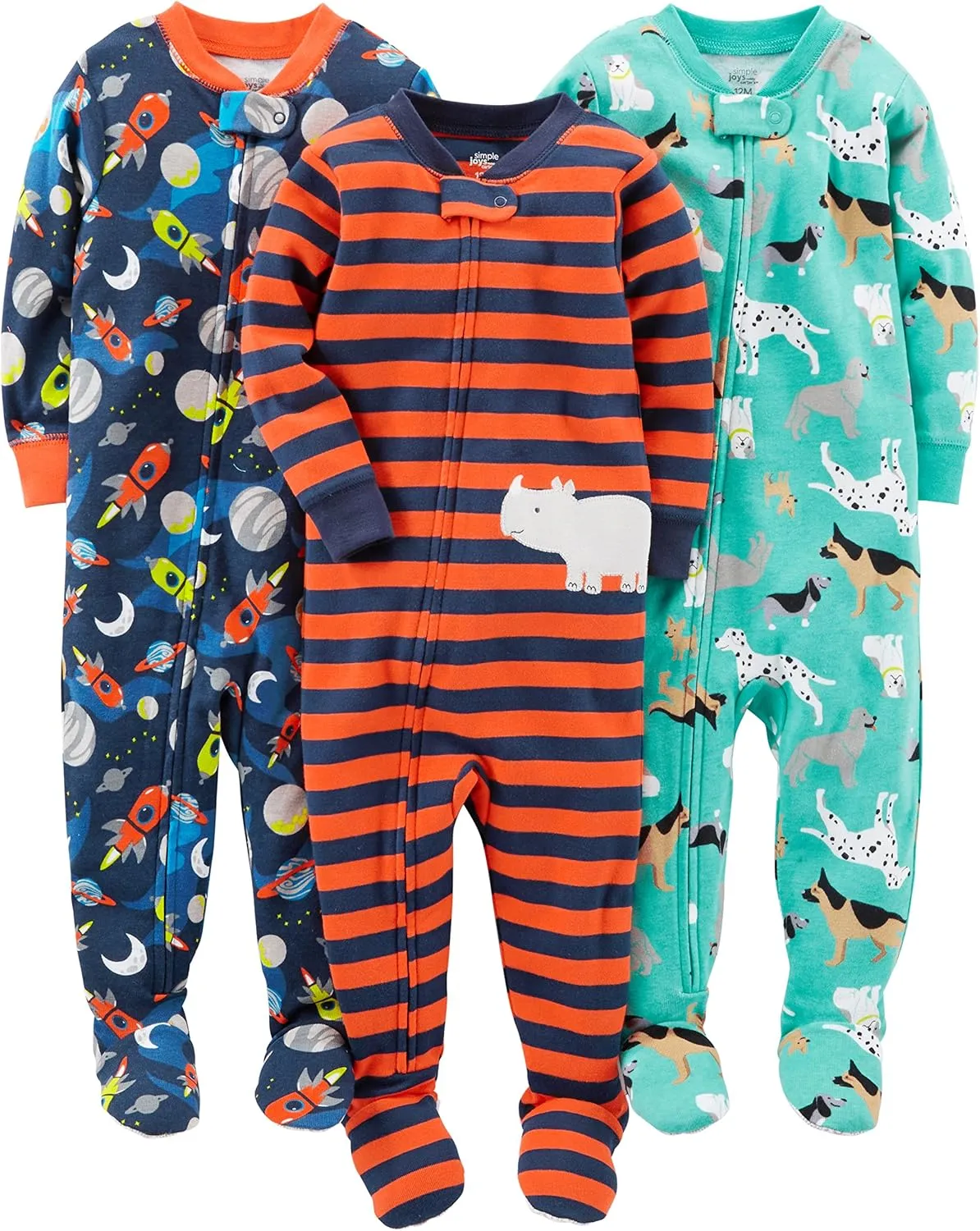 Simple Joys by Carter's baby-boys 3-pack Snug Fit Footed Cotton Pajamas
