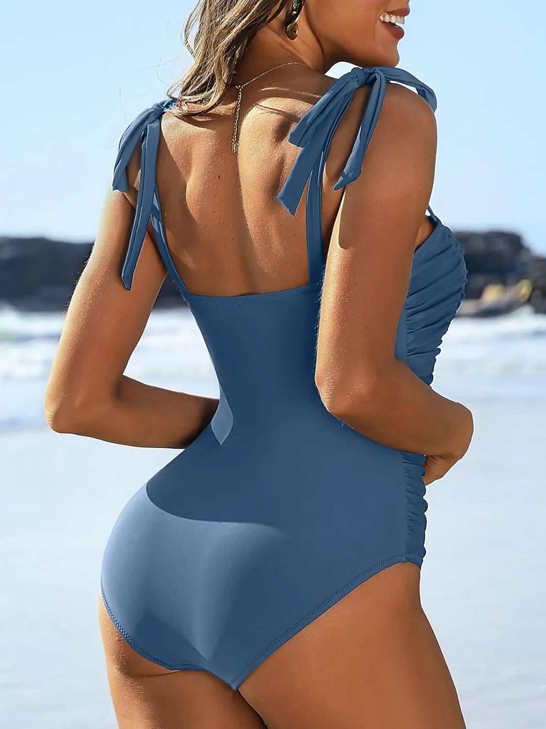 SOCIALA Womens One Piece Swimsuits Tummy Control Ruched Monokini Bathing Suits