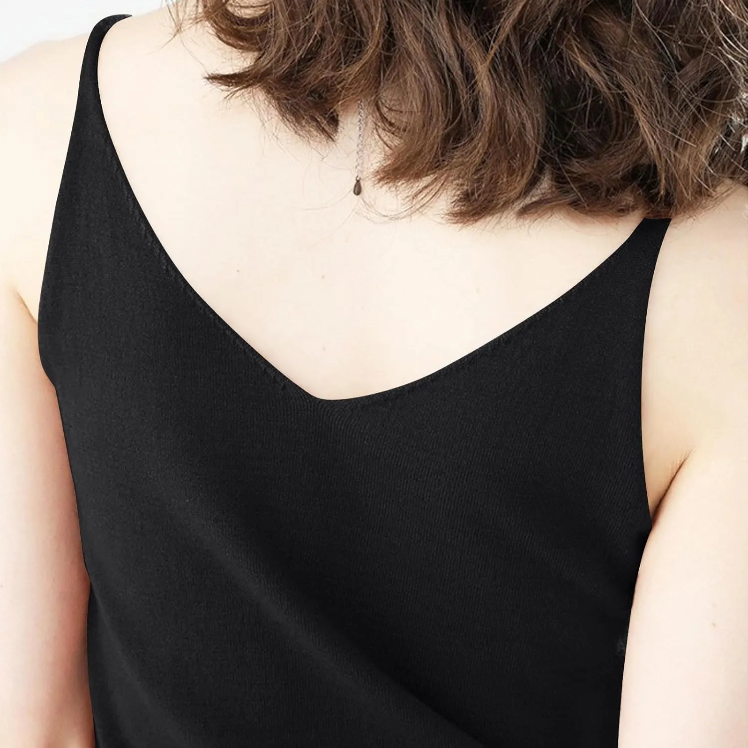 Spaghetti Strap Tank Top Women Sleeveless Casual Gym Cami Crops Summer Solid V Neck Soft Knitted Camisole