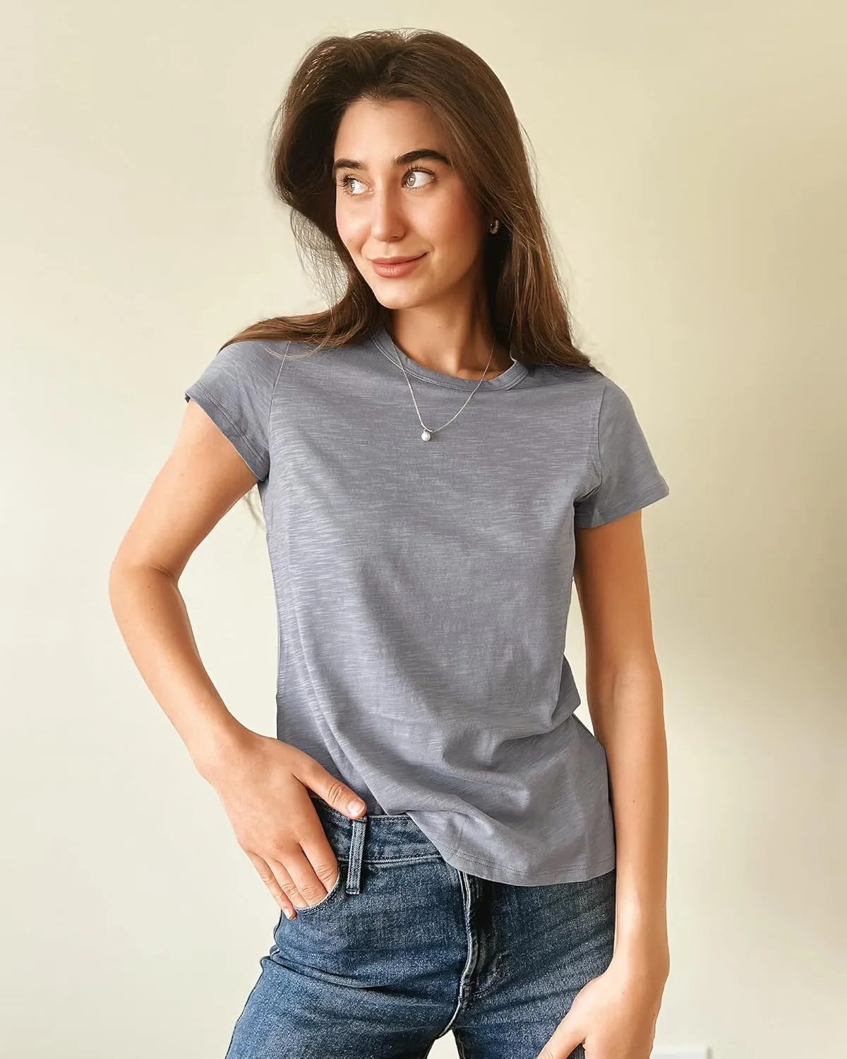 Stelle Womens Modal Soft Crewneck Short Sleeve T Shirts Summer Casual Basic Tops Tees