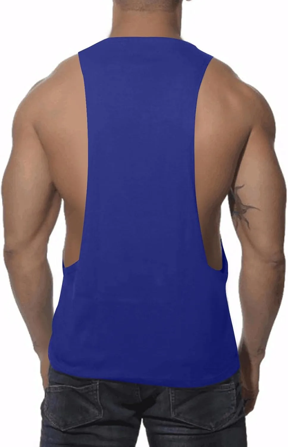 Summer Cotton Tank Tops for Men Plus Size Solid Colour Stretch Sleeveless Shirts Crewneck Dry Athletic Clothing