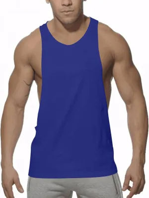 Summer Cotton Tank Tops for Men Plus Size Solid Colour Stretch Sleeveless Shirts Crewneck Dry Athletic Clothing