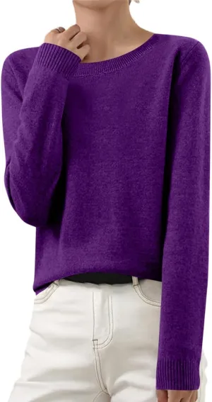 Sweaters for Women Winter Long Sleeve Round Neck Sweater Casual Soft Knit Pullover Basic Jumper Tops Fall Outfits