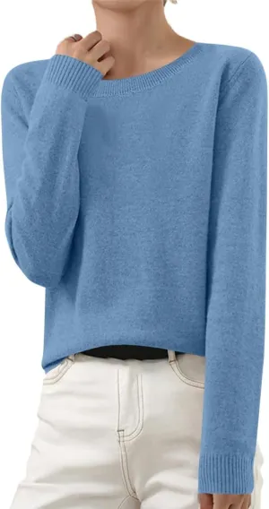 Sweaters for Women Winter Long Sleeve Round Neck Sweater Casual Soft Knit Pullover Basic Jumper Tops Fall Outfits