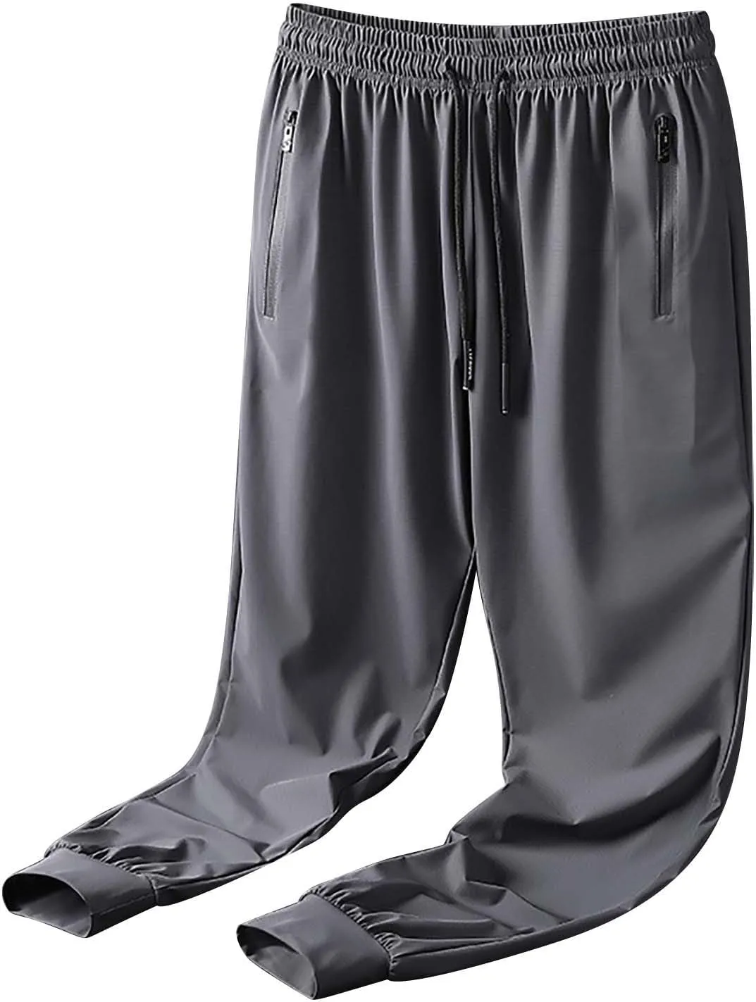 Sweatpants for Men Ice Silk Drawstring Zipper Pockets Casual Trousers Quick Dry Oversized Loose Fit Fashion Pants