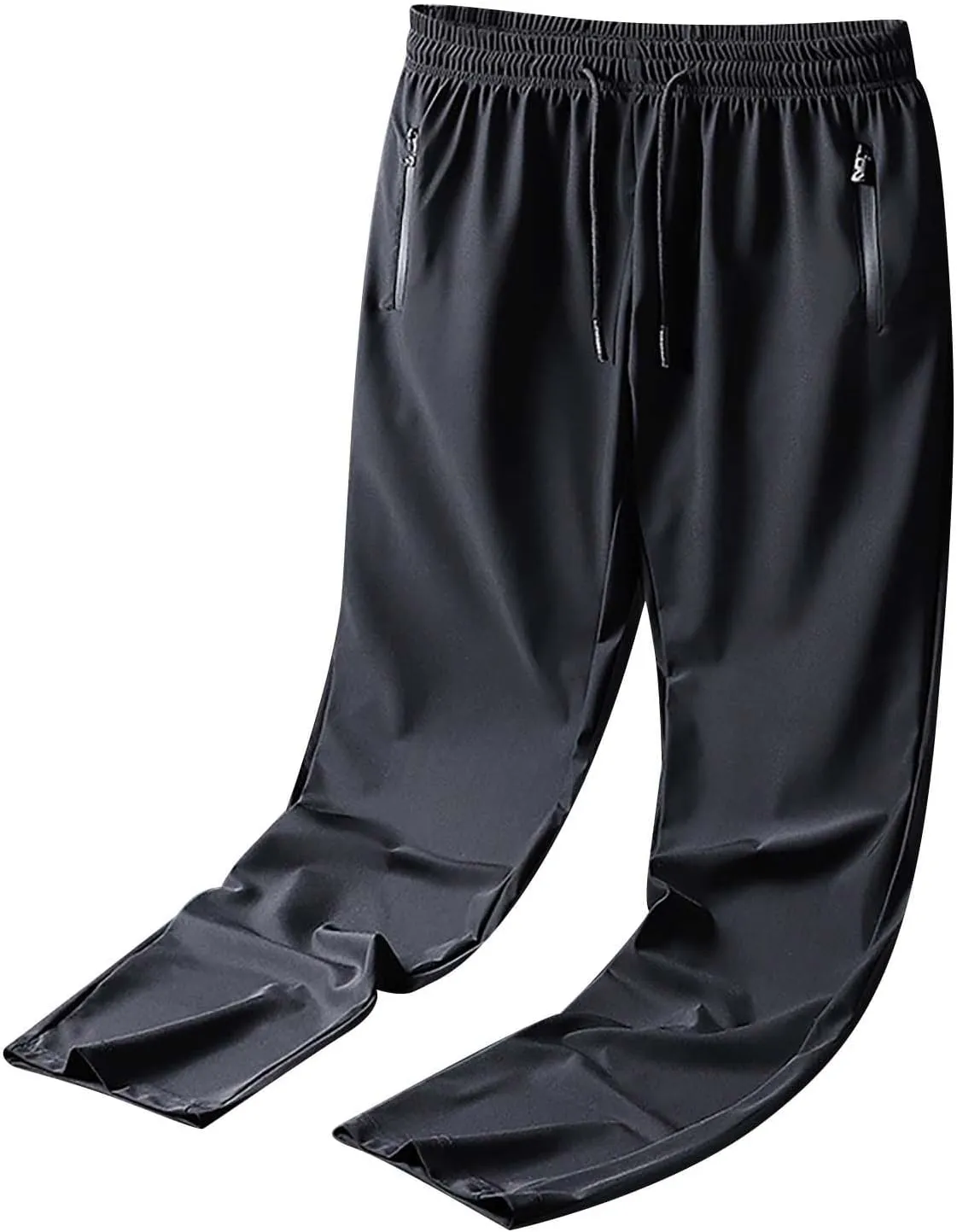 Sweatpants for Men Ice Silk Drawstring Zipper Pockets Casual Trousers Quick Dry Oversized Loose Fit Fashion Pants