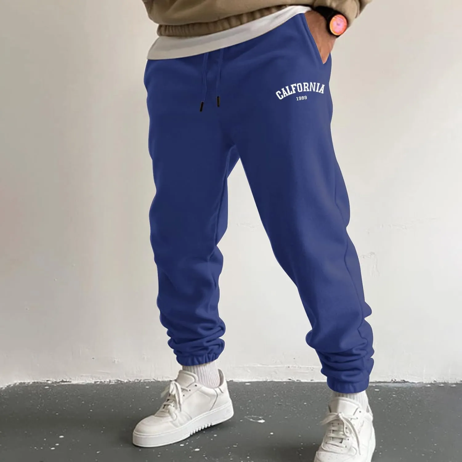 Sweatpants for Men Slim Leg Summer Drawstring Elastic Waist Fit Pockets Breathable Loose Sport Clothes Fresh Trousers