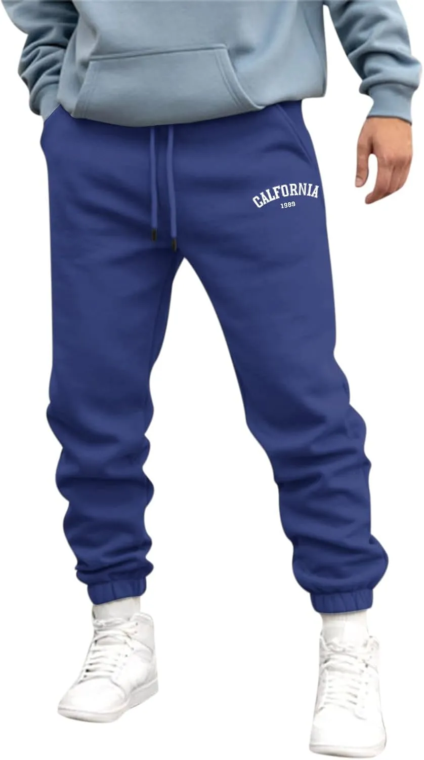 Sweatpants for Men Slim Leg Summer Drawstring Elastic Waist Fit Pockets Breathable Loose Sport Clothes Fresh Trousers